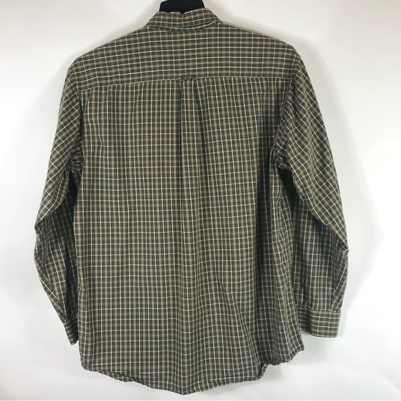 Columbia Button Down Plaid Shirt Green Brown cream Mens size Large - Picture 2 of 10